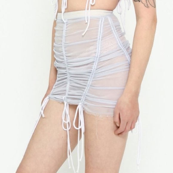 Ruched Sheer Lilac Skirt - Picture 1 of 11